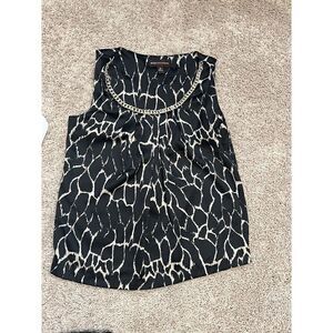 Dana Buchman Snakeskin Print Metal Chain Round Scoop Neck Sleeveless